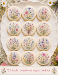 Set of 12 Wildflower edible images rounds for desserts, pre cut, many sizes available