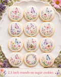 Set of 12 Butterfly Garden edible images rounds for desserts, pre cut, many sizes available