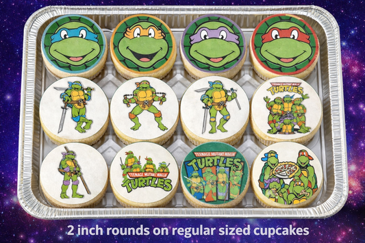 Set of 12 TMNT edible images for desserts, drink toppers, pre cut, many sizes available