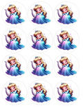 Set of 12 Aurora, Sleeping Beauty pre cut edible image discs for desserts, choose your size
