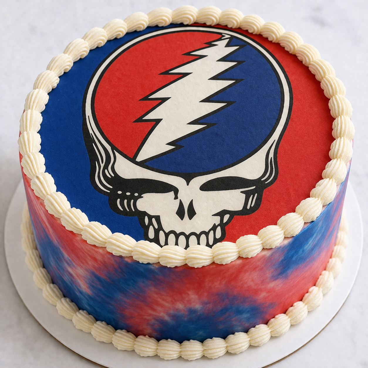 edible image for desserts, pre cut, Grateful Dead, Steal Your Face SYF circle cake topper, many sizes available