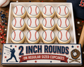 Set of 12 Baseball edible images rounds for desserts, pre cut, many sizes available