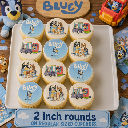 Set of 12 Blues Clues Friends edible images rounds for desserts, pre cut, many sizes available