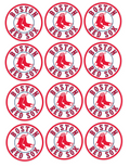 Set of 12 "Boston Red Sox" pre cut edible image discs for desserts, choose your size