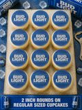 Set of 12 Bud Light Beer edible images rounds for desserts, pre cut, many sizes available