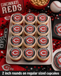 Set of 12 Cincinnati Reds edible images rounds for desserts, pre cut, many sizes available