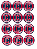 Set of 12 "Cleveland Guardians" pre cut edible image discs for desserts, choose your size