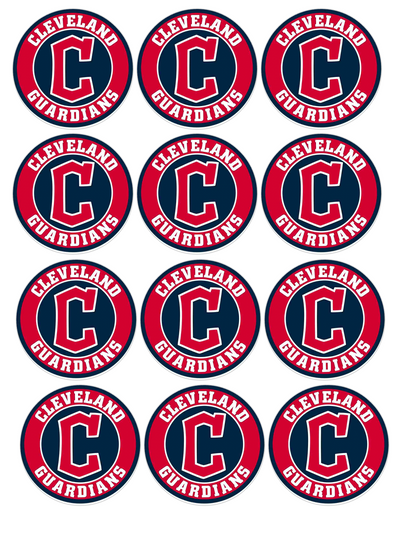 Set of 12 "Cleveland Guardians" pre cut edible image discs for desserts, choose your size