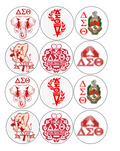 Set of 12 edible image rounds, Delta Sigma Theta, pre cut, many sizes available