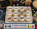 Set of 12 Board Game Night edible images rounds for desserts, pre cut, many sizes available