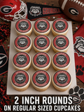 Set of 12 Georgia Bulldogs edible images rounds for desserts, pre cut, many sizes available