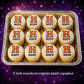Set of 12 Hope College edible images rounds for desserts, pre cut, many sizes available