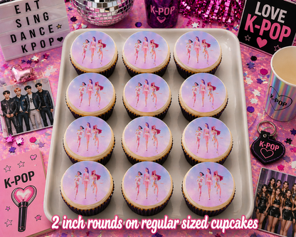 Set of 12 K pop Demon Hunter edible images rounds for desserts, pre cut, many sizes available