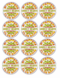 Set of 12 "Sgt. Peppers Lonely Hearts Club Band, Beatles" pre cut edible image discs for desserts, choose your size