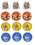 Set of 12 "Looney Tunes" pre cut edible image discs for desserts, drink toppers, choose your size