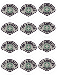 Set of 12 "LA Los Angeles Police Department" pre cut edible image discs for desserts, choose your size