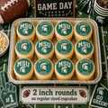 Set of 12 MSU Michigan State Spartans edible images rounds for desserts, pre cut, many sizes available