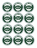 Set of 12 "New York Jets" pre cut edible image rounds, many sizes to choose from