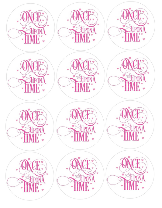 Set of 12 "Once Upon a Time" pre cut edible image discs for desserts, choose your size