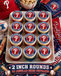 Set of 12 "Philadelphia Phillies" pre cut edible image discs for desserts, choose your size