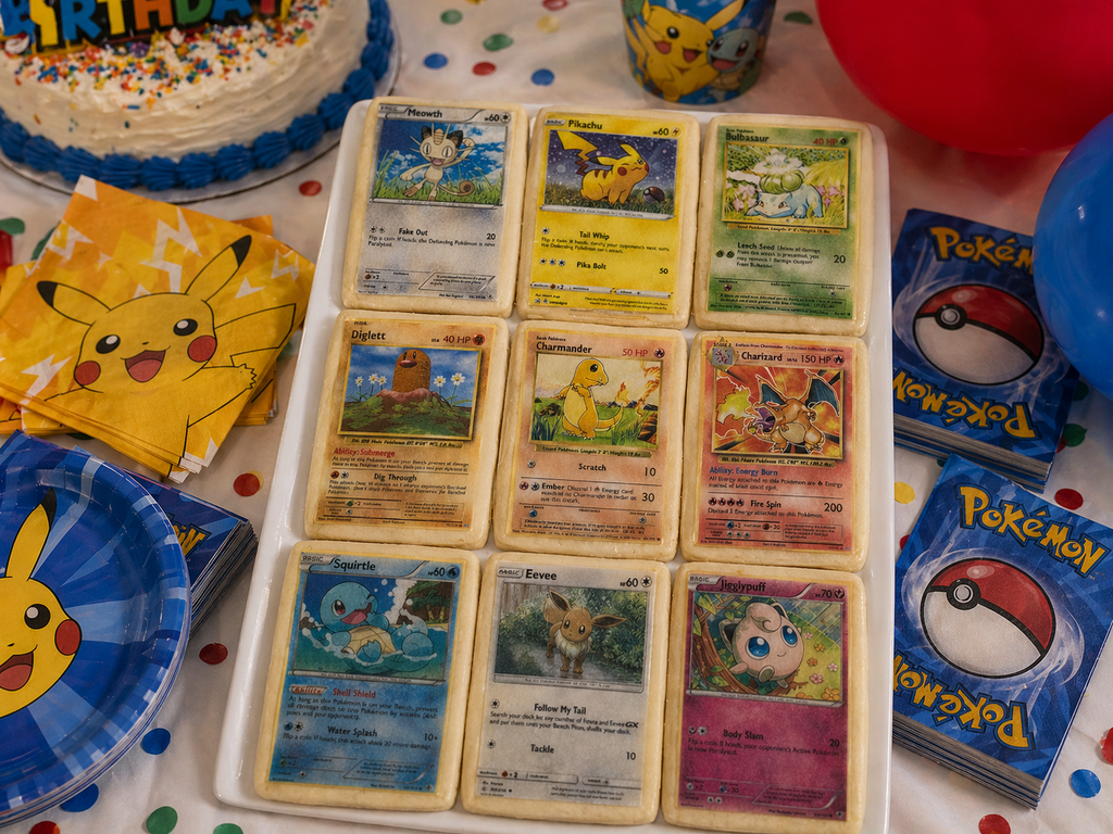 Set of 9 Edible Pokemon Cards Wafer Images for desserts, PRE CUT, choose your size