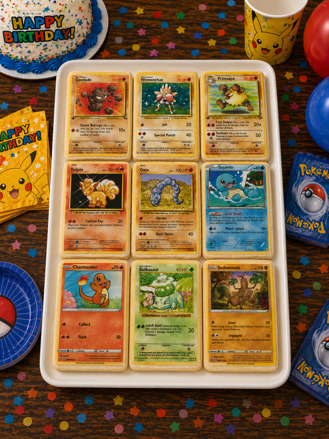 Set of 9 Edible Pokemon Cards Wafer Images for desserts, PRE CUT, choose your size