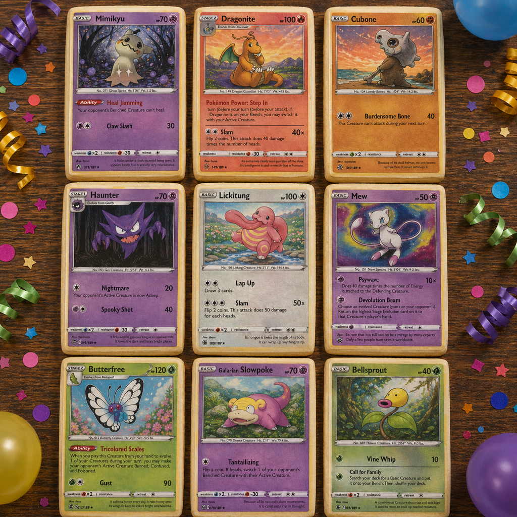 Set of 9 Edible Pokemon Cards Wafer Images for desserts, PRE CUT, choose your size