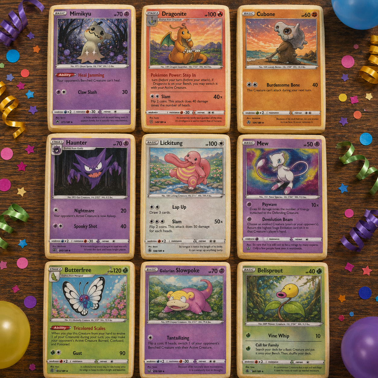 Set of 9 Edible Pokemon Cards Wafer Images for desserts, PRE CUT, choose your size