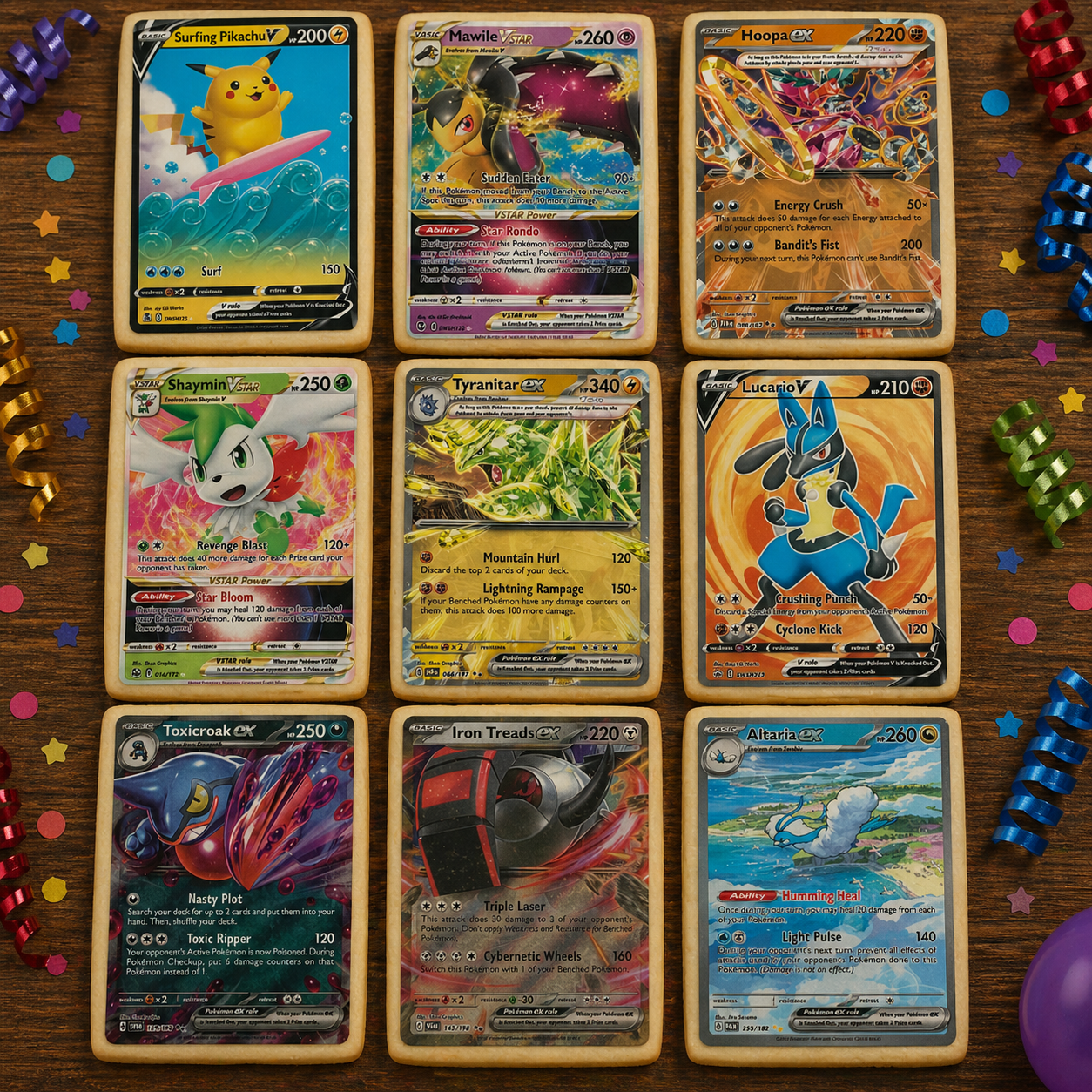 Set of 9 Edible Pokemon Cards Wafer Images for desserts, PRE CUT, choose your size