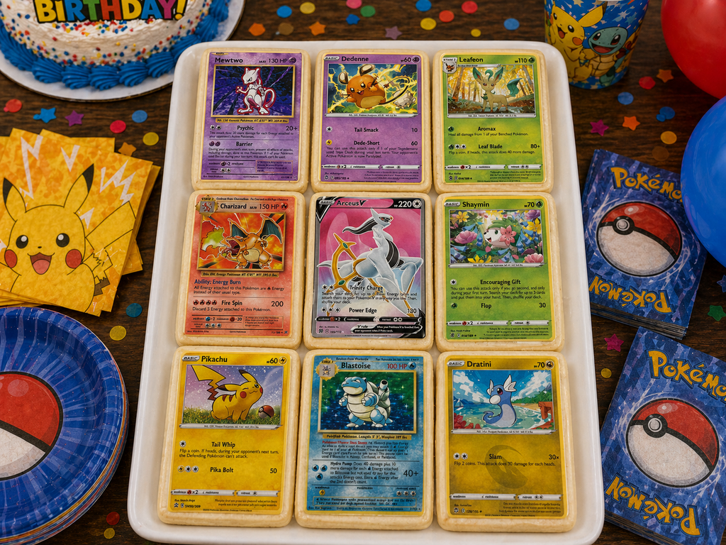 Set of 9 Edible Pokemon Cards Wafer Images for desserts, PRE CUT, choose your size
