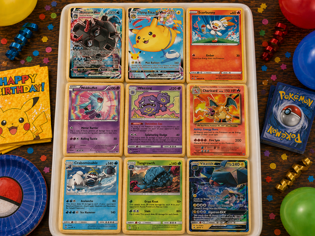 Set of 9 Edible Pokemon Cards Wafer Images for desserts, PRE CUT, choose your size