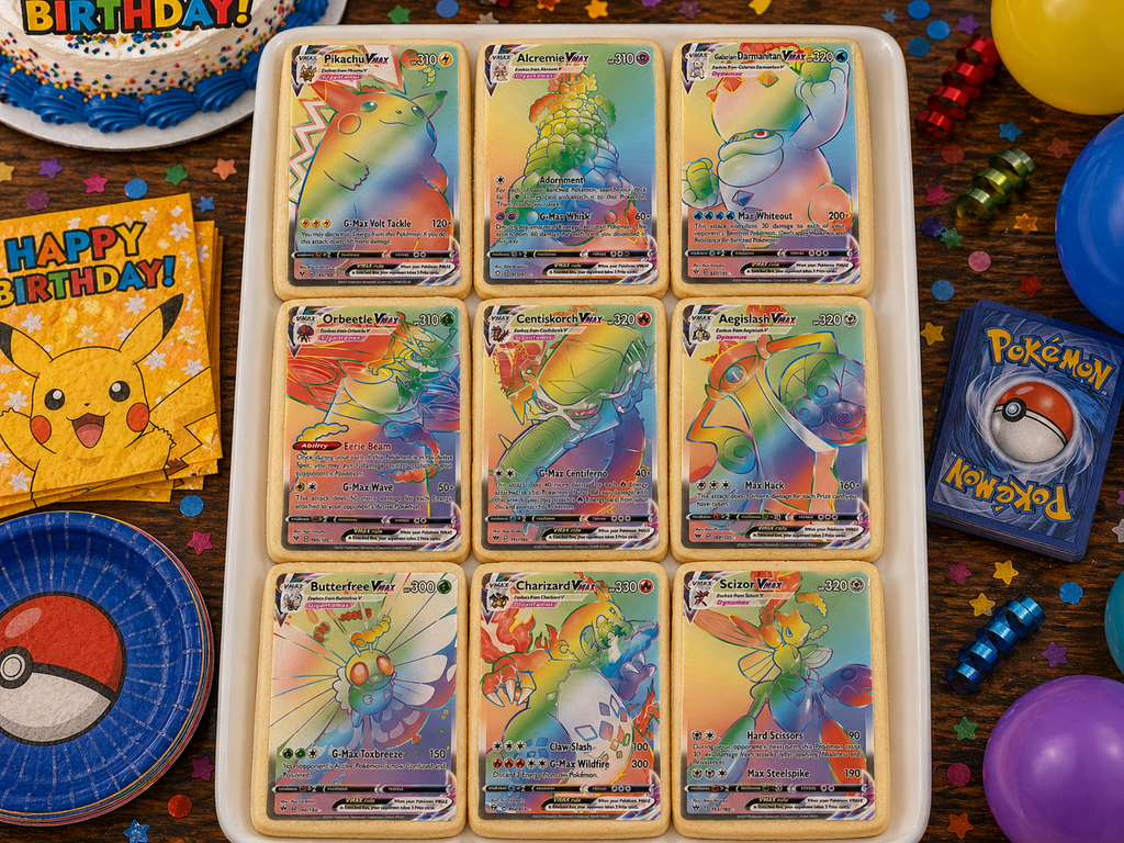Set of 9 Edible Pokemon Cards Wafer Images for desserts, PRE CUT, choose your size