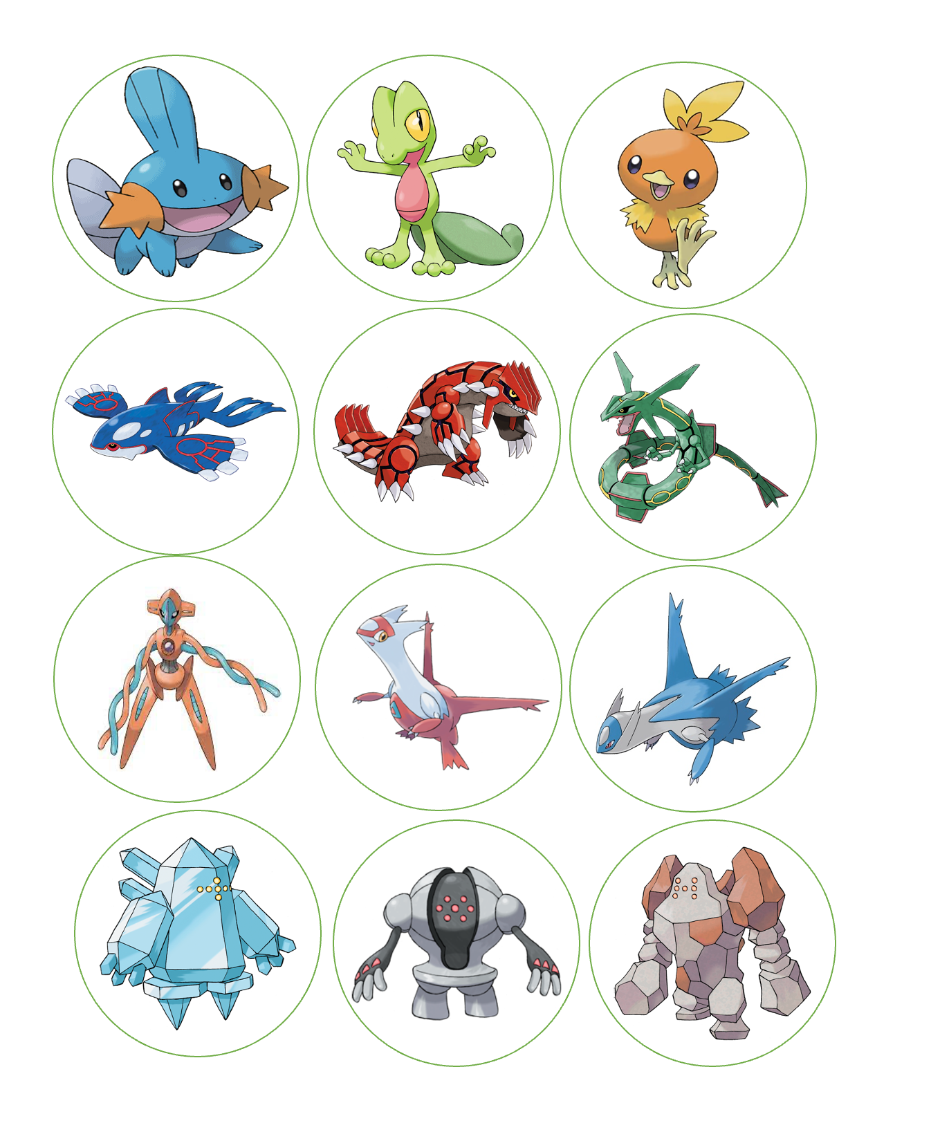 Set of 12 "Pokemon" pre cut edible image discs for desserts, drink toppers, choose your size