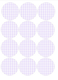 Set of 12 "Light Purple Gingham Plaid" pre cut edible image discs for desserts, choose your size