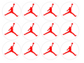 Set of 12 "Red Jordan Basketball" pre cut edible image discs for desserts, choose your size