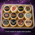 Set of 12 "Rock Grunge Music" pre cut edible image discs for desserts, choose your size