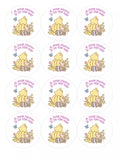 Set of 12 "Winnie the Pooh, A Little Hunny is on the Way" pre cut edible image discs for desserts, drink toppers, choose your size