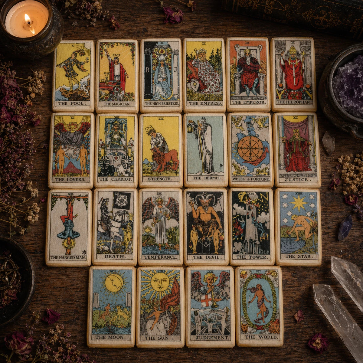 22 Major Arcana Trump Tarot Cards- edible images- pre cut- choose size