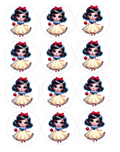 Set of 12 Snow White pre cut edible image discs for desserts, choose your size