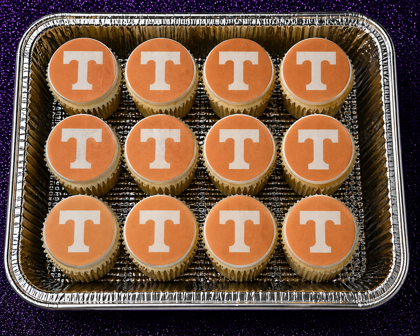 Set of 12 "University of Tennessee" pre cut edible image discs for desserts, choose your size