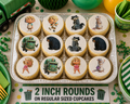 Set of 12 "Trash Truck" pre cut edible image discs for desserts, choose your size