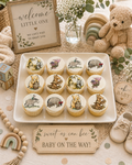 Set of 12 "Unisex Winnie the Pooh" pre cut edible image discs for desserts, choose your size