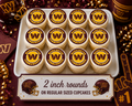 Set of 12 "Washington Commanders" pre cut edible image discs for desserts, choose your size