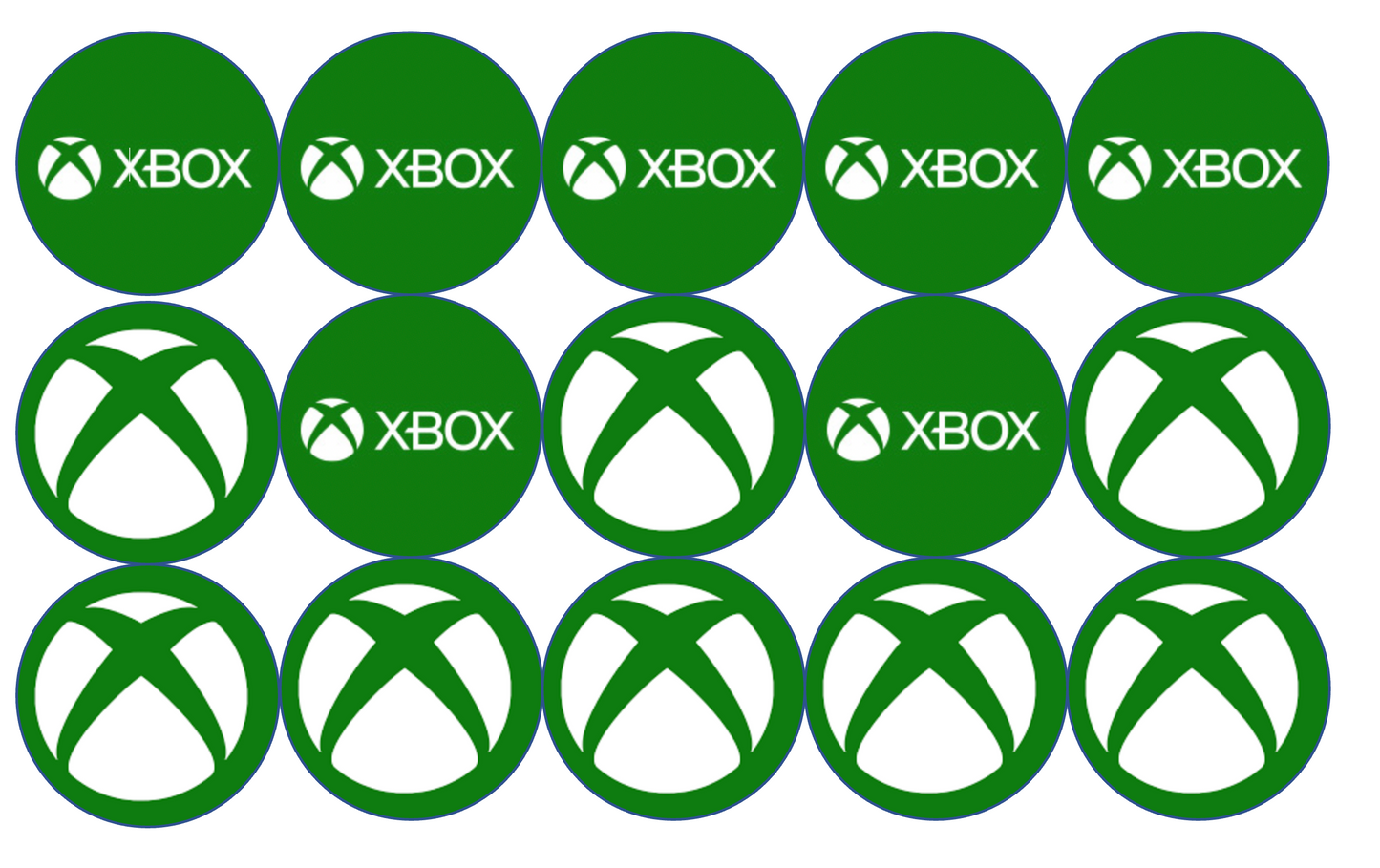 Set of 12 "Xbox video game" pre cut edible image discs for desserts, drink toppers, choose your size