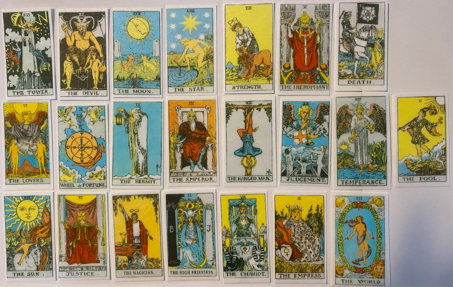 22 Major Arcana Trump Tarot Cards- edible images- pre cut- choose size