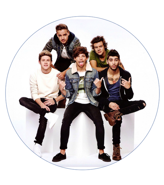 edible image for desserts, pre cut, One Direction circle cake topper, many sizes available