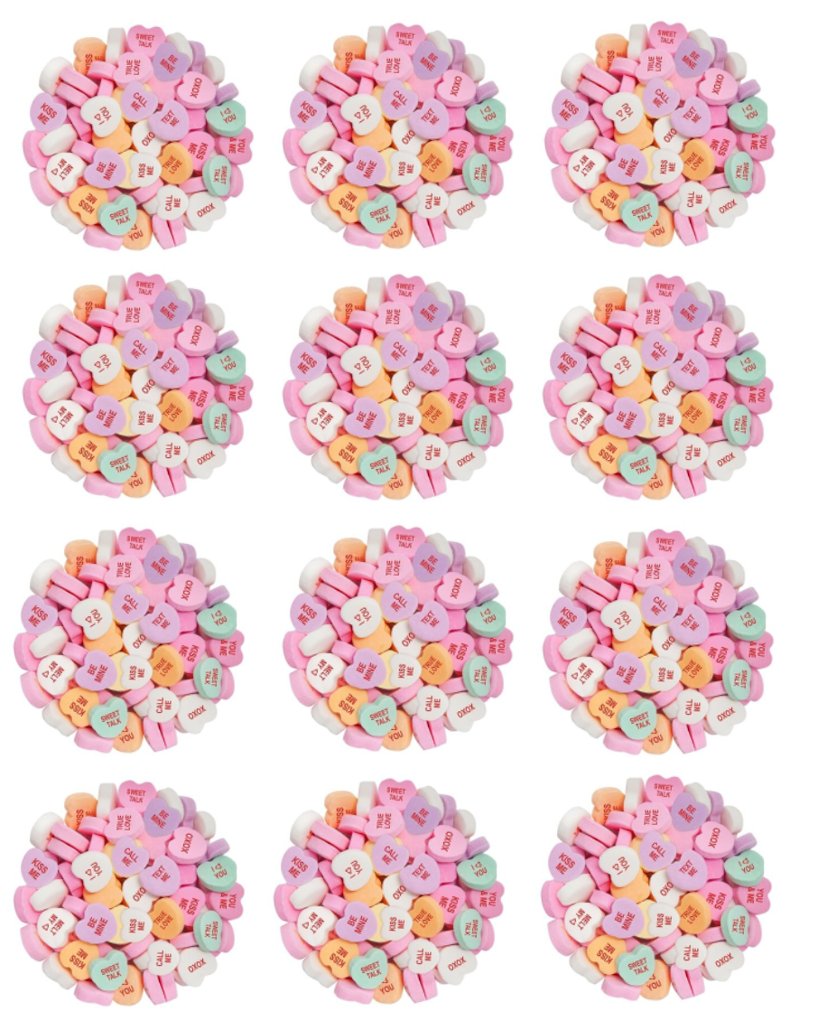 Set of 12 pre cut edible images for desserts, drink toppers, choose your size- Conversation Hearts, Valentines Day