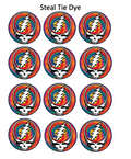 Set of 12 edible images for desserts, drink toppers, pre cut, many sizes available- Grateful Dead, steal your face SYF