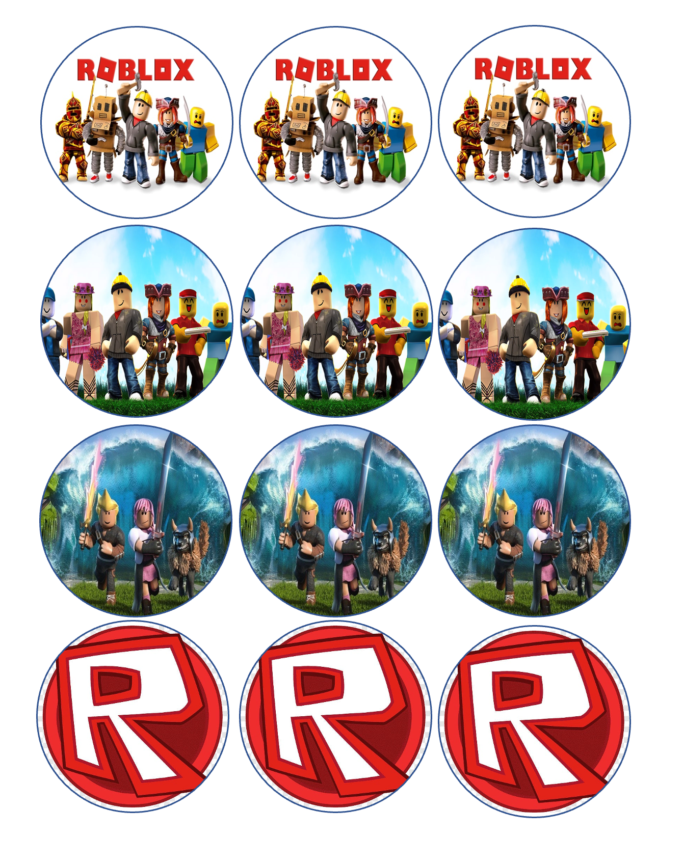 Set of 12 edible images for desserts, drink toppers, pre cut, many sizes available- Roblox