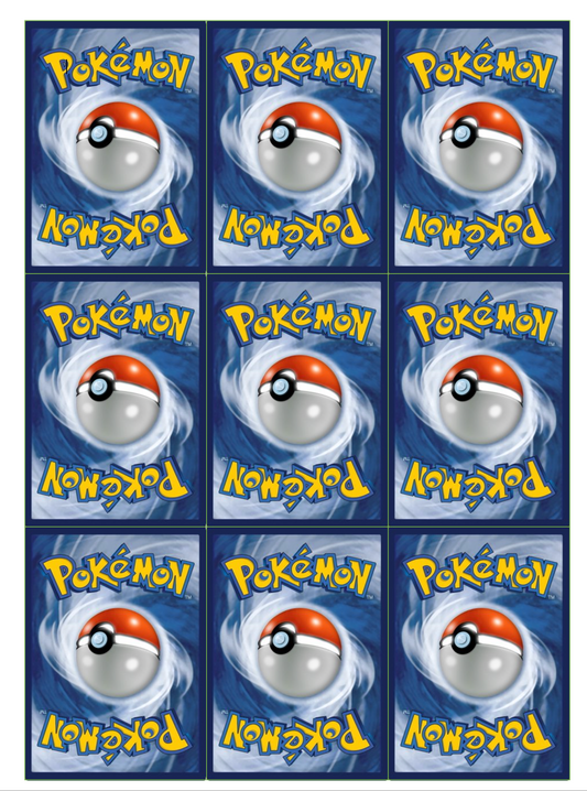 Set of 9 edible images for desserts, pre cut, 2x3" or 2.5x3.5" rectangles- back of pokemon cards